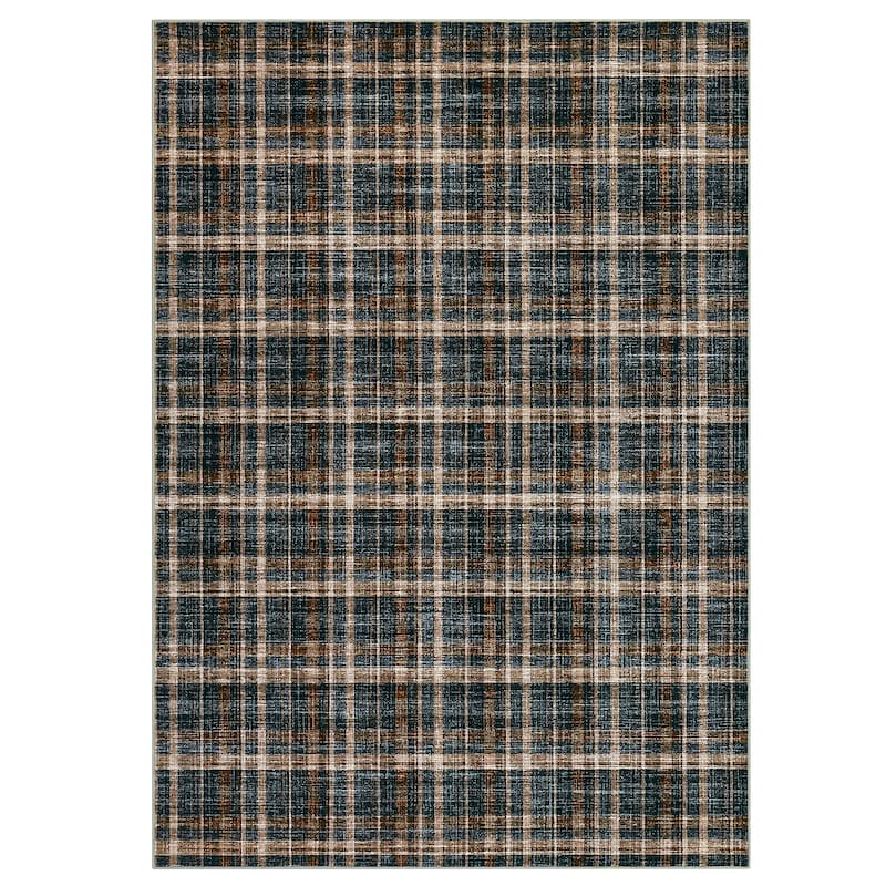 Garvee Timeless Check Washable Area Rug