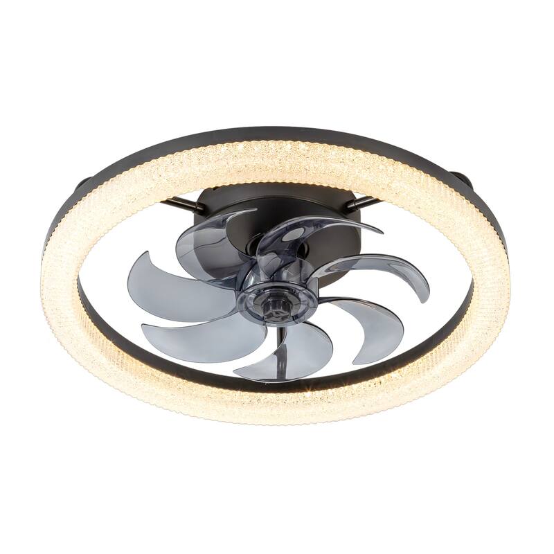 20 in. Black Integrated LED Color Changing Flush Mount With Frosted Acrylic Shade