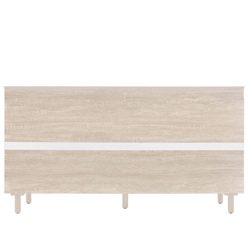 Engineered Rattan Buffet Sideboard Accent Storage Cabinet, Natural