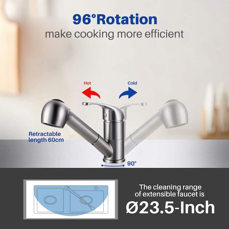WOWOW Modern Single Handle Pull Down Kitchen Faucet
