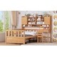 preview thumbnail 16 of 16, Natural Twin Size Wood Platform Bed with Bookshelf, House Bed with Built-in Desk and Matching Chair
