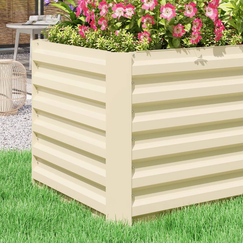 Outsunny 8x2x2ft Galvanized Raised Garden Bed Kit, Outdoor Metal Elevated Planter Box with Safety Edging, Large Raised Bed