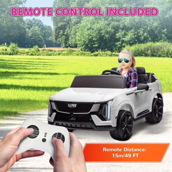 Licensed 12V Cadillac Escalade Kids Car with Remote Dual Seats Adjustable Speeds Realistic Lights White Bed Bath Beyond 42088556