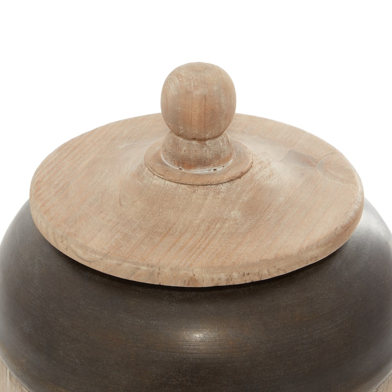 Brown Metal Living Room Decorative Jars with Wood Lids