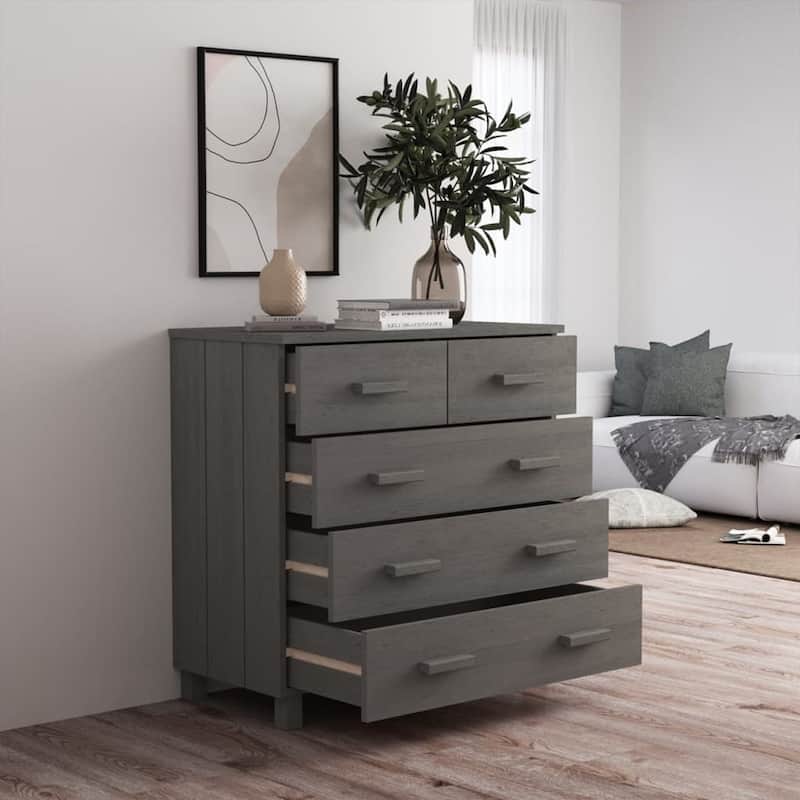 vidaXL Sideboard Bar Buffet Console Cabinet with Drawers HAMAR Solid Wood Pine - 31.1"x15.7"x31.5"