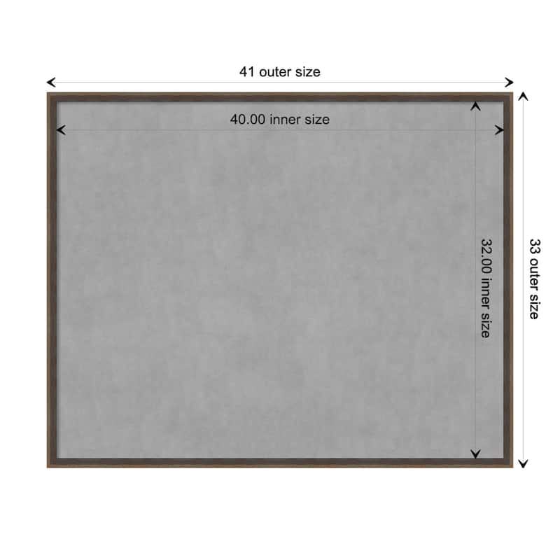Amanti Art Hardwood Wedge Mocha Framed Magnetic Board - Board Size 40x32