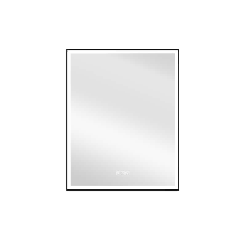 30'' H Recessed Or Surface Wall Mounted LED Mirror Cabinet With Mirror And Adjustable Shelves,Black Frame
