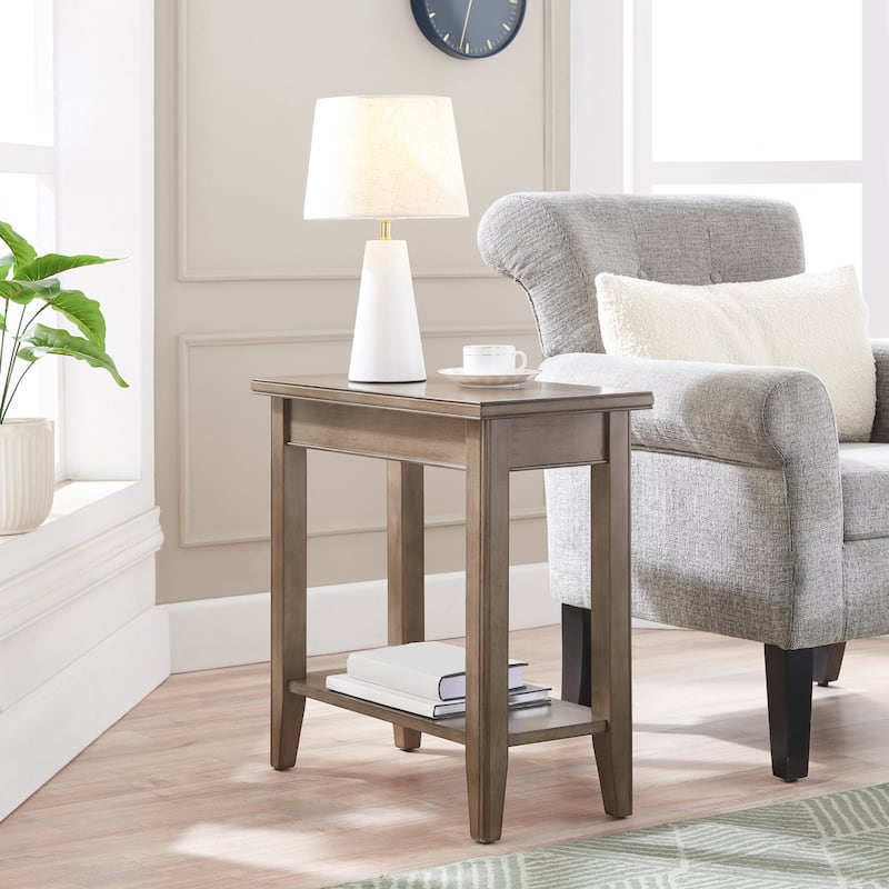 Leick Home Laurent Narrow End Table with Shelf - Grey