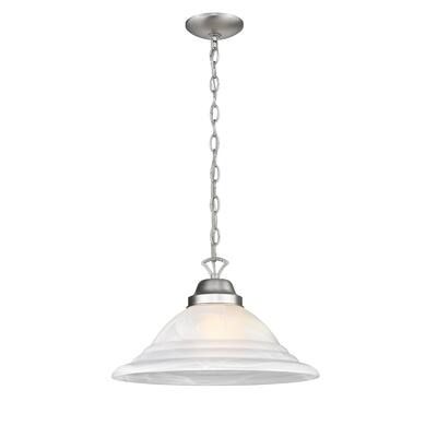 15" Cloud Straw Hat Edged Glass Pendant Light, Matte Nickel