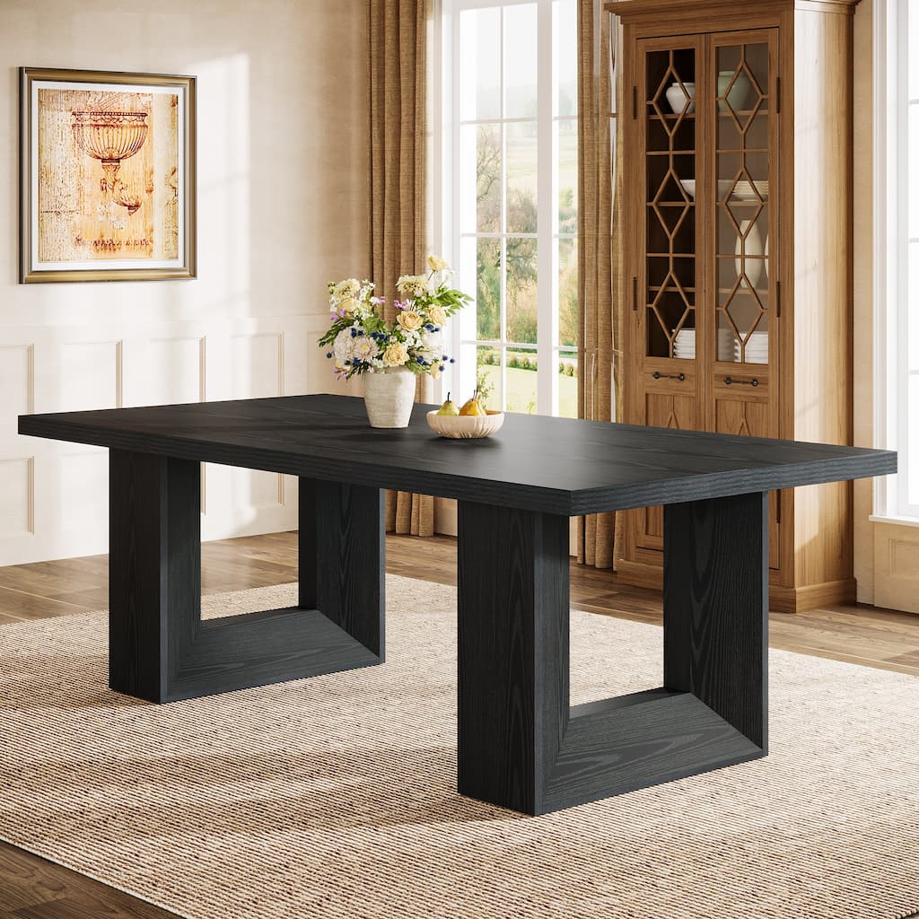 Dining Table for 6 People, 63'' Rectangular Kitchen Table with Strong Geometric Legs