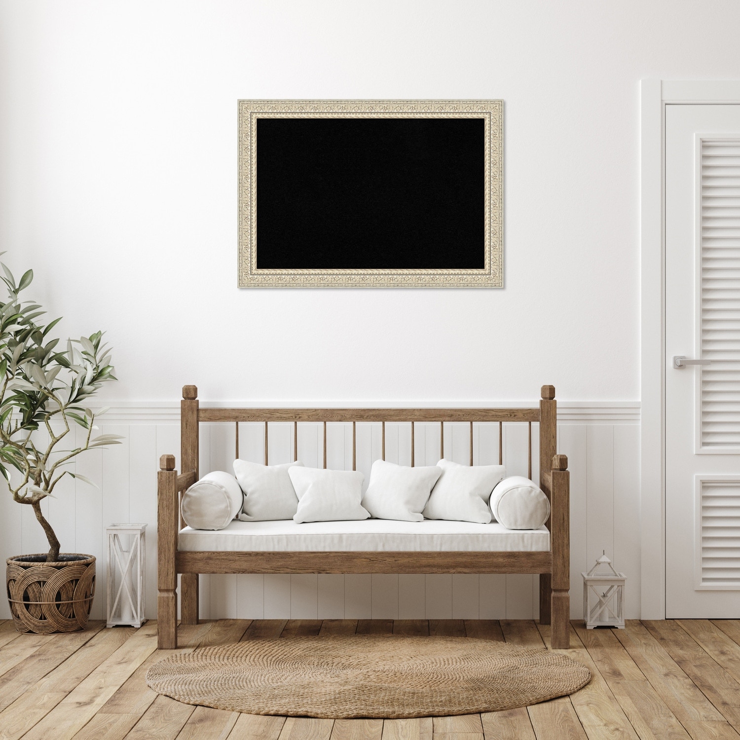 Fair Baroque Cream Wood Framed Black Corkboard Bulletin Board