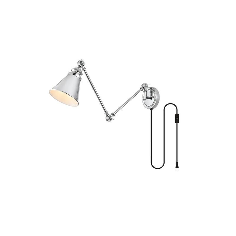 Vien 1 Light Black Swing Arm Plug In Wall Sconce
