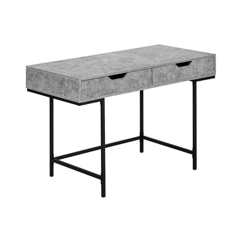 Modern Computer Desk with 2 Drawers & Metal Base