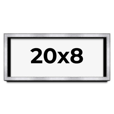20x8 Shadow Box Frame Silver | 1.375 Inches Deep Real Wood