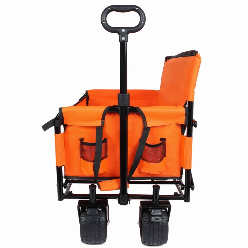3-in-1 Folding Wagon Cart with Bench Seat, patent protection- Includes 1 ice pack, 500lbs Heavy-Duty Utility Wagon