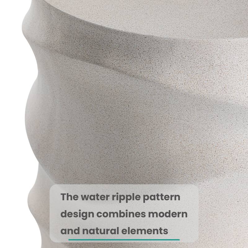 COSIEST Outdoor Wave-Patterned Column Side Table
