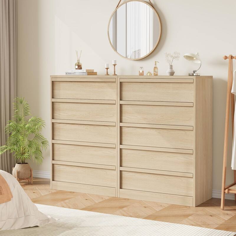 5 Drawer Dresser for Bedroom, Freestanding Wooden Chest Storage