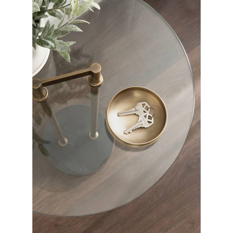 Kate and Laurel Cerullo Glass Metal and Marble Side Table