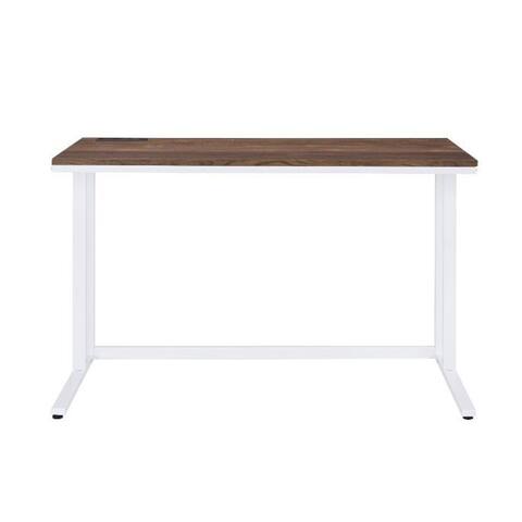Built-in USB Port Writing Desk with Storage Drawer in Walnut