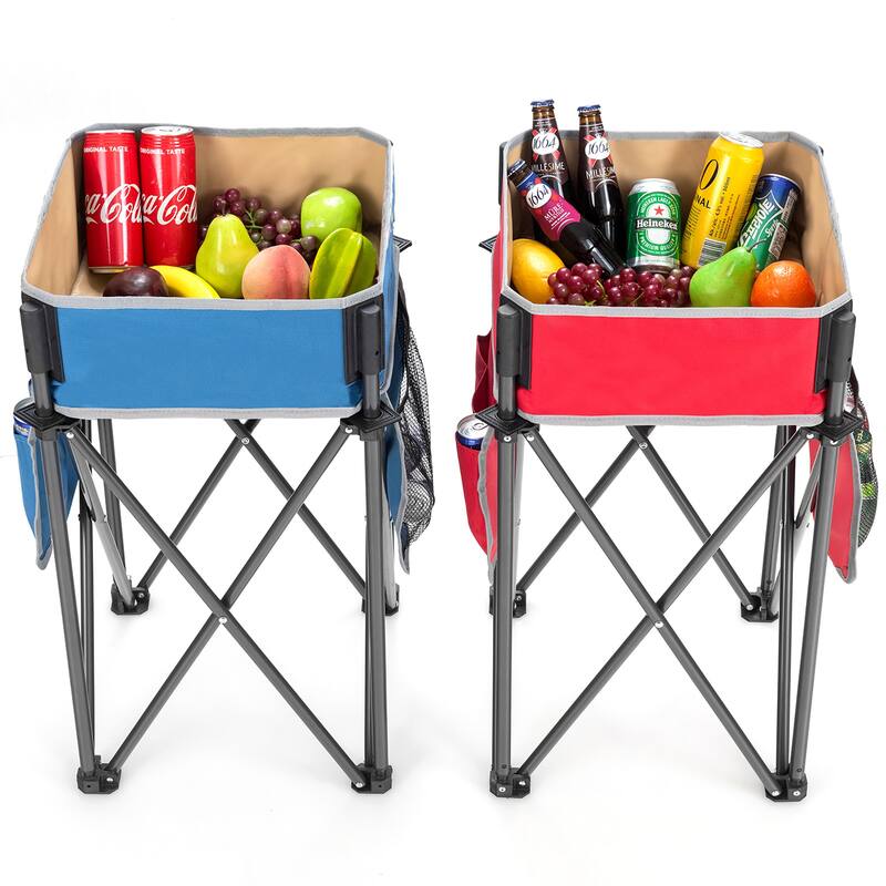 Costway 2 PCS Folding Camping Tables w/ Large Capacity Storage Sink - See Details