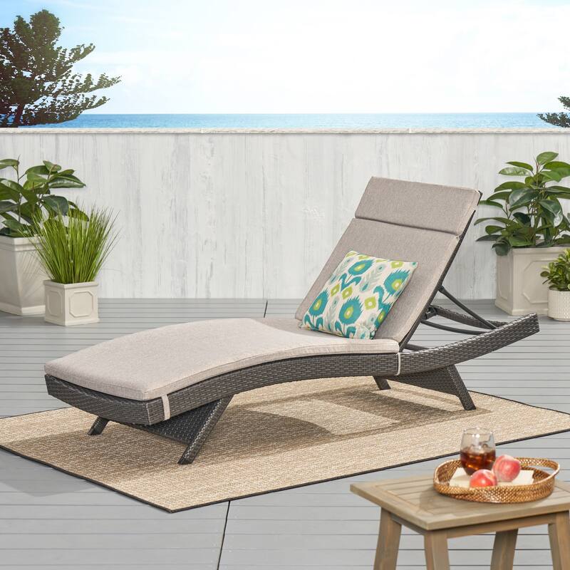 Salem Outdoor Wicker Adjustable Chaise Lounge with Cushion by Christopher Knight Home