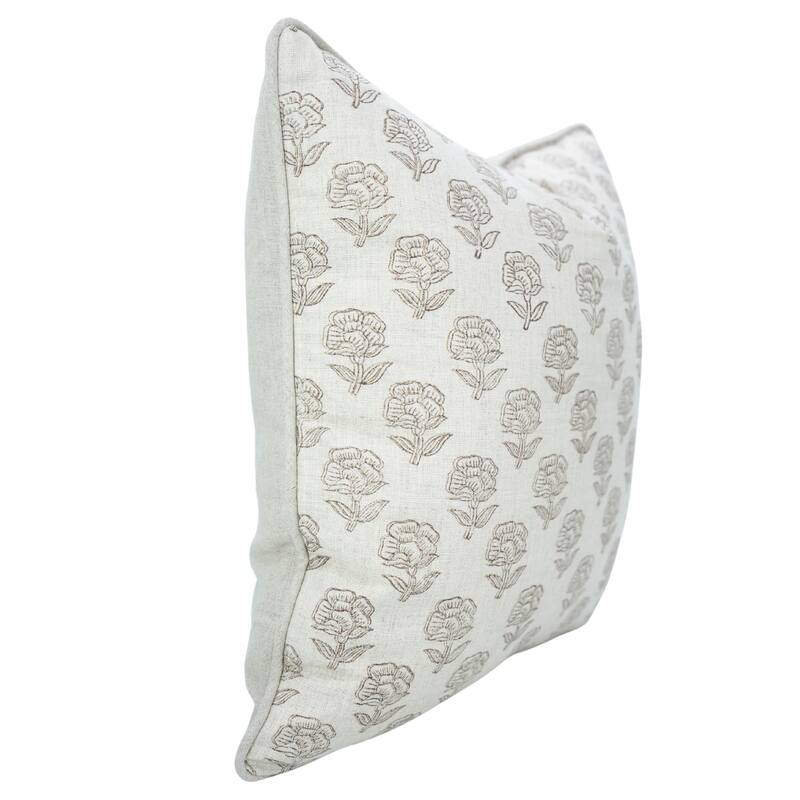 Fabdivine Pipine Fall Décor Farmhouse Hand Block Print Pillow Cover Sofa, Couch Cushion Case Linen - Pillow Covers - Rohini- Brown, Blue, Pink - 14" x 36"