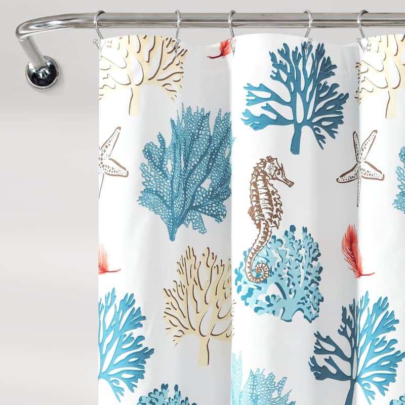 Lush Decor Coastal Reef Feather Shower Curtain