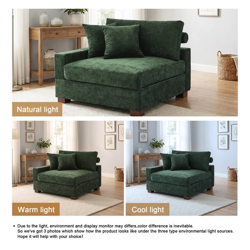 Chenille Upholstered Armless Accent Chair With Plush Cushion