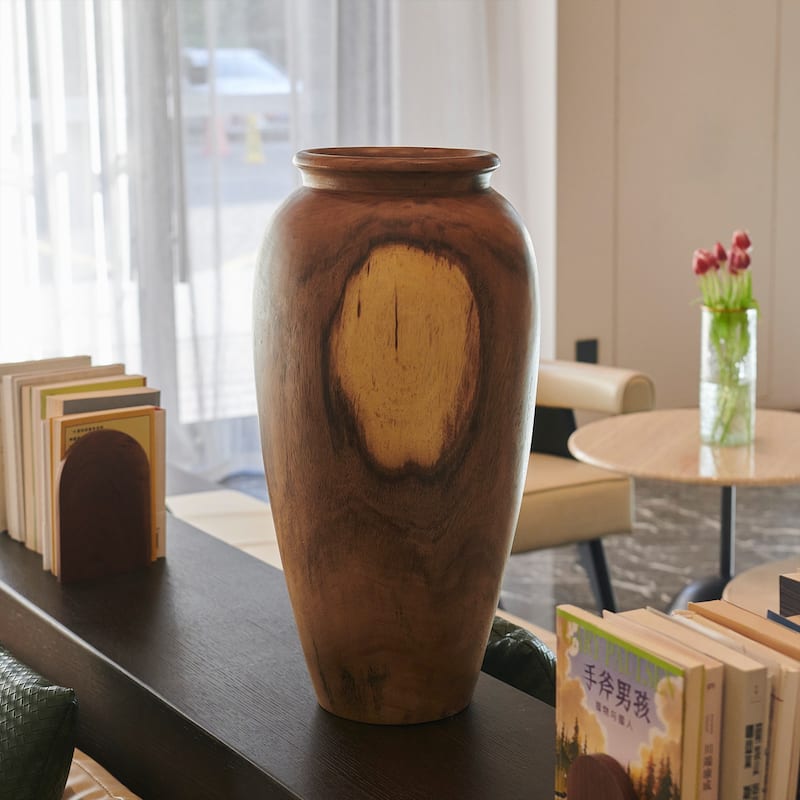 Natural Grain Suar Wood Decorative Vase