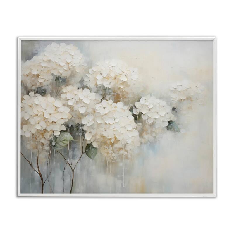 Stupell Subtle Fading White Hydrangeas Framed Giclee Art Design By Arlington Prints - 20 x 16 - White