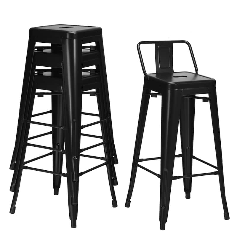 Costway Set of 4 Metal Bar Stools 30'' Bar Height Barstools Industrial