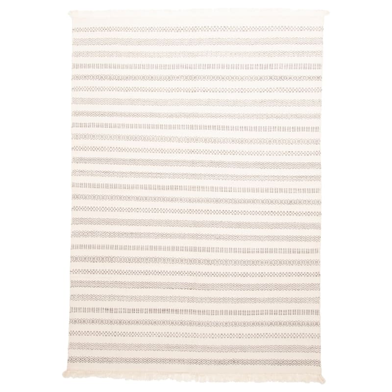 ECARPETGALLERY Flat-Weave Ankara FW Ivory Wool Kilim - 5'2 x 7'6