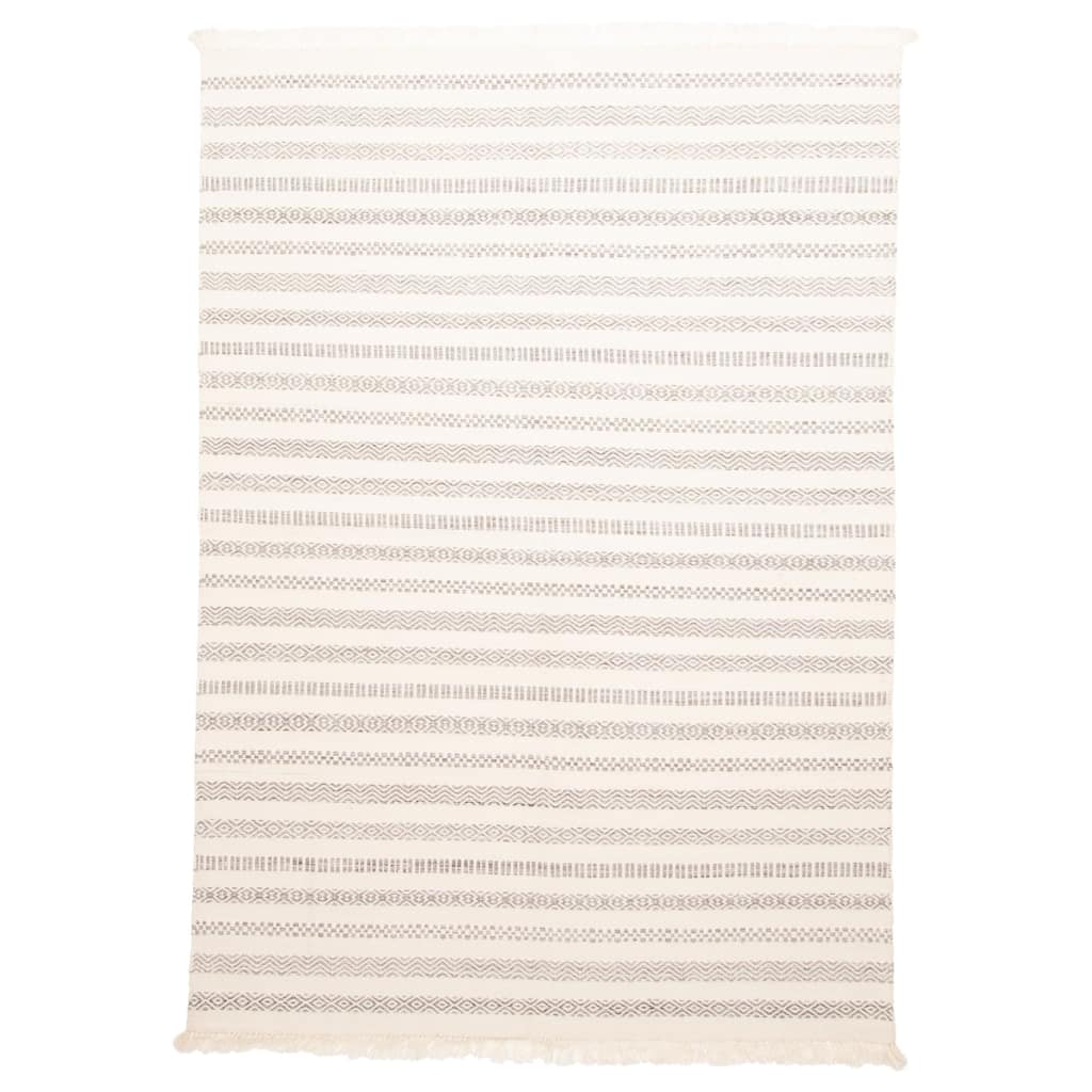 ECARPETGALLERY Flat-Weave Ankara FW Ivory Wool Kilim - 5'2 x 7'6