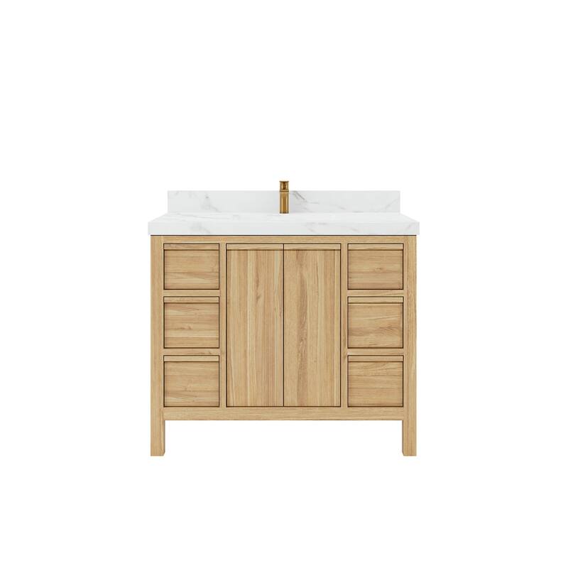 Willow Collections 42 in. W x 22 in. D Elizabeth Solid Teak Single Sink Bathroom Vanity with Countertop