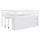 preview thumbnail 15 of 16, Full Size Loft Bed with Retractable Desk and Storage Drawers, Wooden Frame with Lateral Shelves