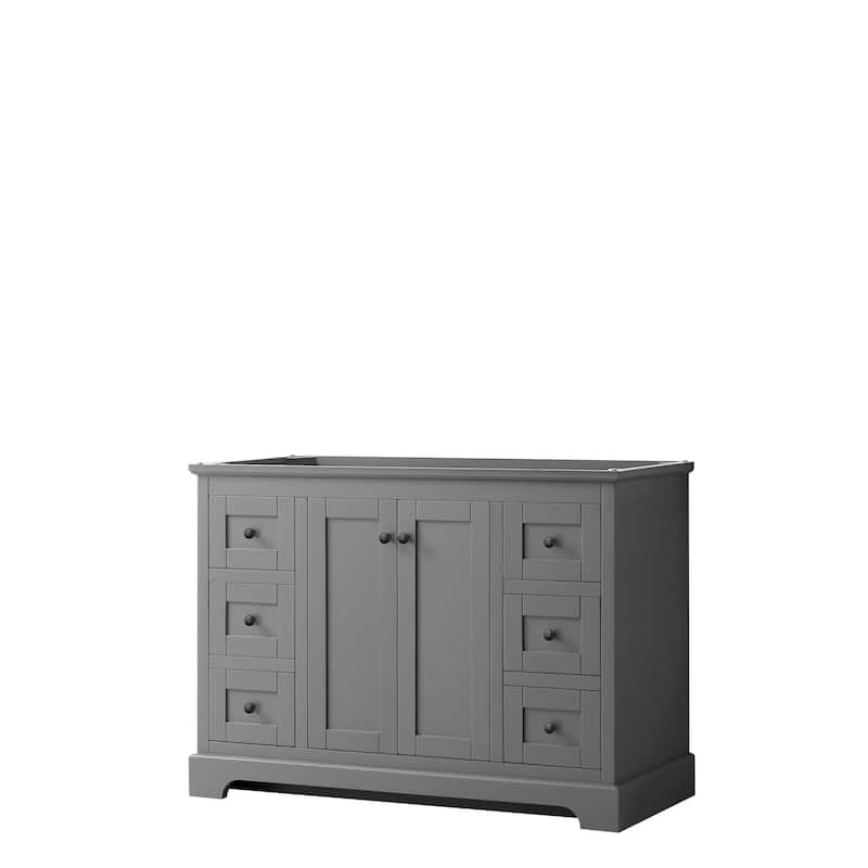 Avery 48-inch Single Vanity, No Top, No Sink, No Mirror - Dark Gray, Black Trim, No Top