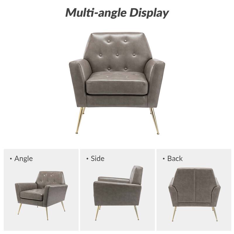 Mavortius Vintage Design Armchair with Button-tufted Back Set of 2 with Gold Legs