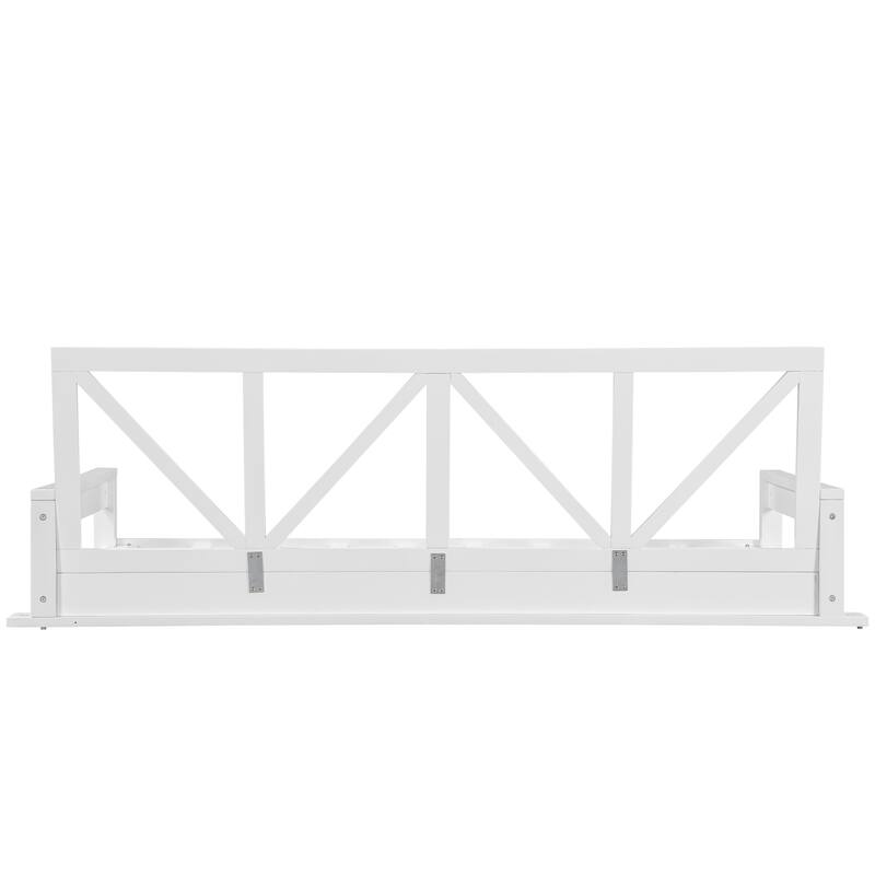 Acacia Wood Twin Size Patio Swing Bed Modern Porch Swing Hanging Bed Frame with 16.4ft Hemp Ropes for Garden,Backyard
