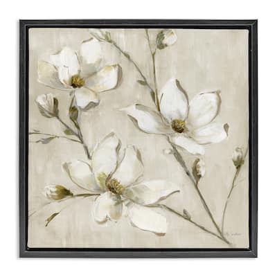 Stupell Neutral Dogwood Branches Framed Floater Canvas Wall Art Design By Sally Swatland