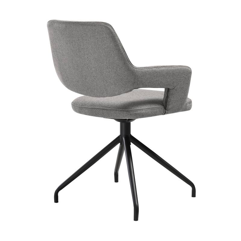 Penny Brown or Grey Fabric Swivel Dining Chairs with Black Metal Legs - Set of 2
