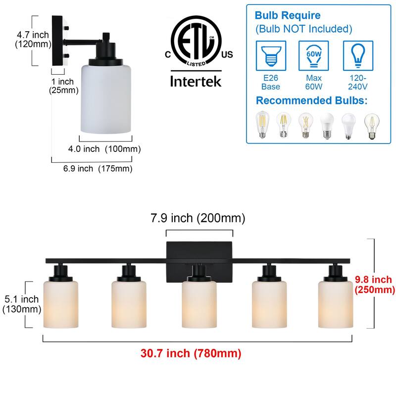 5-Light Bathroom Vanity Light