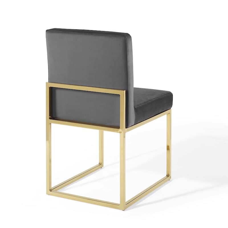 Silver Orchid Haussermann Channel Tufted Sled Base Velvet Dining Chair