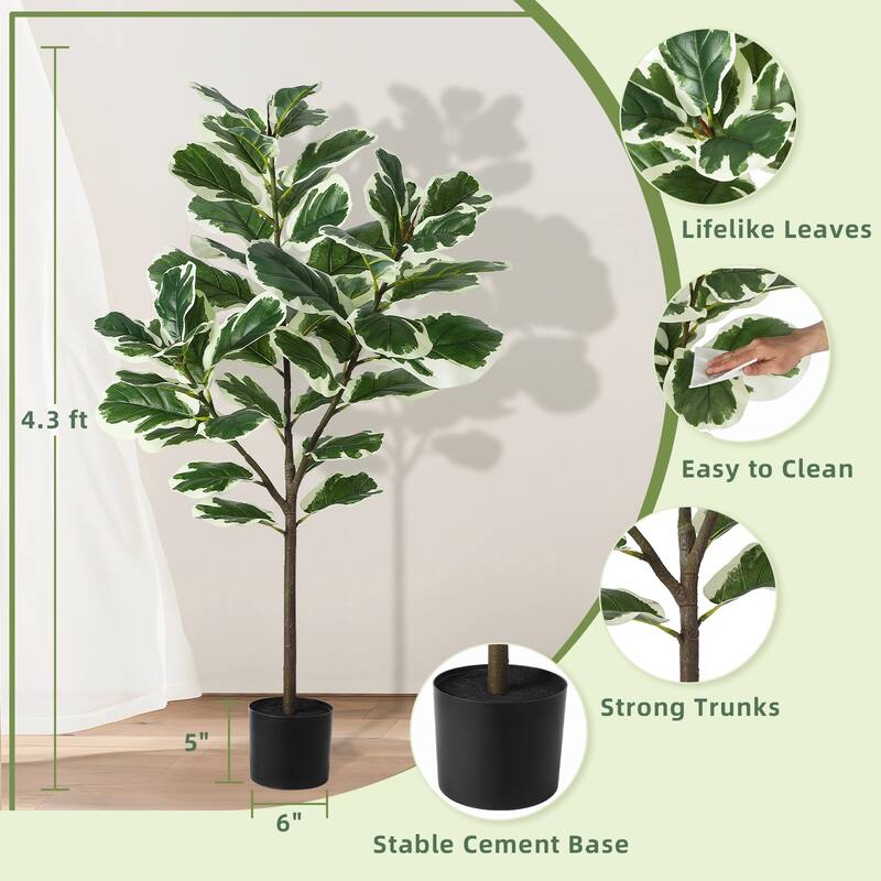 Artificial Fiddle Leaf Fig Tree 51 Inch for Indoor Outdoor - 130CM