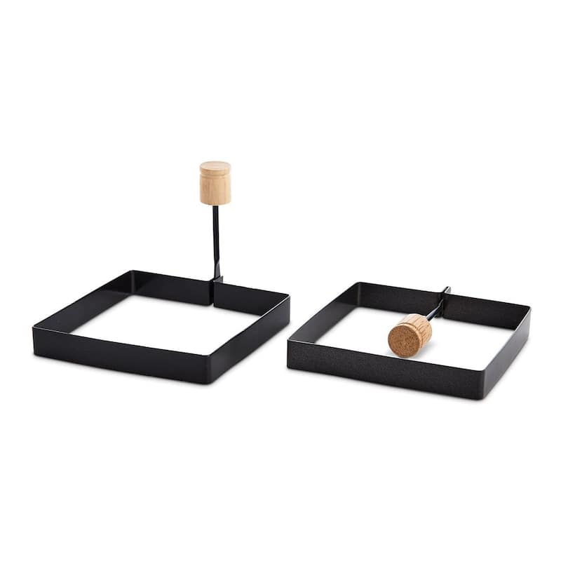 HIC 2pc Non-Stick Square Egg and Pancake Cooking Rings with Folding Handle