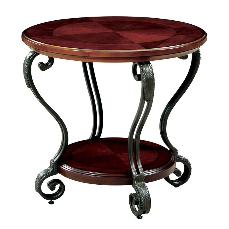 28 in. Brown Round Wood End Table, Sturdy Build End Side Table for Living Rooms