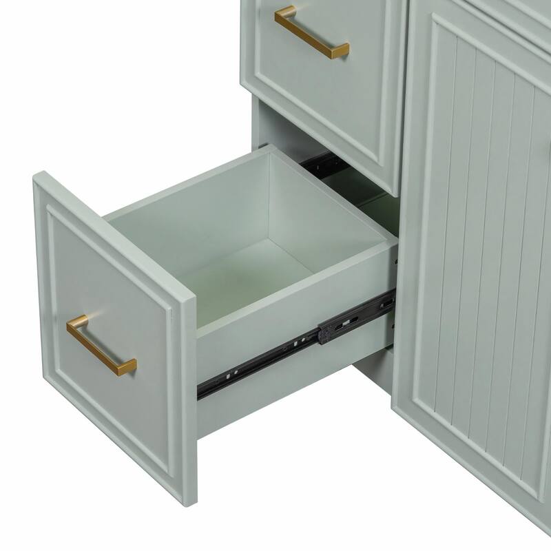 36" Bathroom Vanity with Ceramic Sink, Soft-Close Doors, Standard & Double-Layer Drawers & Adjustable Shelves