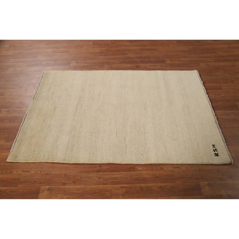 Modern Gabbeh Oriental Rug Handmade Solid Wool Carpet - 3'3"x 5'0"