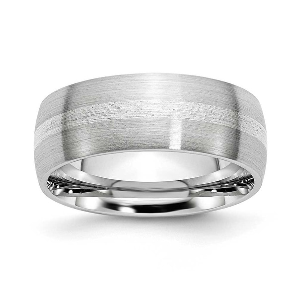 Chisel Cobalt Chromium Sterling Silver Inlay Satin 8mm Band
