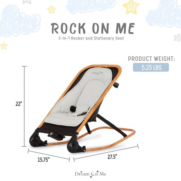 dimension image slide 1 of 3, Dream On Me Rock with Me 2-in-1 Rocker & Stationary Seat