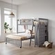 preview thumbnail 31 of 42, Contemporary Wooden Twin Over Full Bunk Bed With Six Drawers And Flexible Shelves, Bottom Bed With Wheels, Space-saving, White Grey